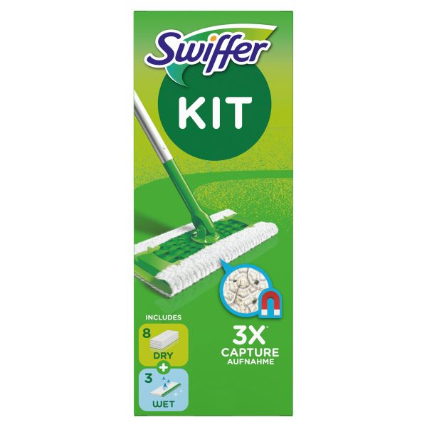 SWIFFER Bodenstab Starterset 970706 8 Tücher + 3 Wet Wischtücher