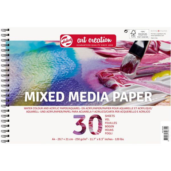 TALENS Mixedmedia Papier 9312002M A4, 250 g/qm, 30 Blatt