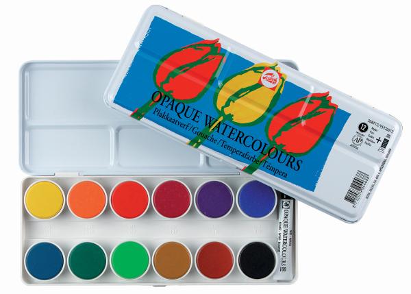 TALENS Deckfarbe Aquarell Set 95920012 12 Farben + 1 Tube weiss