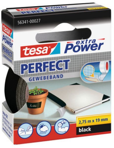 TESA Extra Power Perfect 2.75mx38mm 563430003 Gewebeband. schwarz