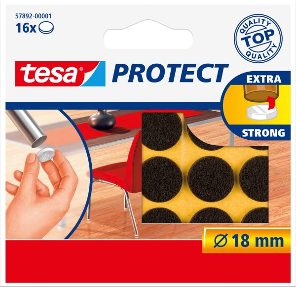 TESA Filzgleiter Protect 18mm 578920000 braun, rund 16 Stück