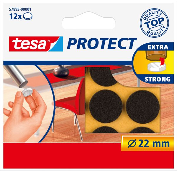 TESA Filzgleiter Protect 22mm 578930000 braun, rund 12 Stück