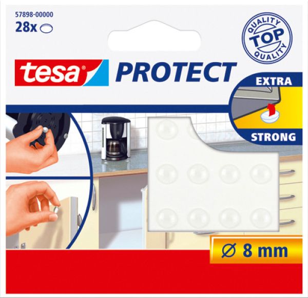 TESA Protect Lärm/Rutschstopper 8mm 578980000 transparent, rund 28 Stück