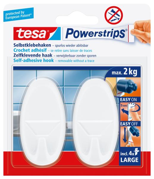 TESA Powerstrips Haken 580130004 weiss, 2 Stück