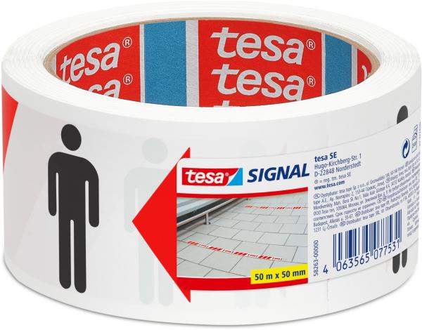 TESA Warnband Social Distancing 58263-00000 rot, weiss, schwarz 50mmx50m