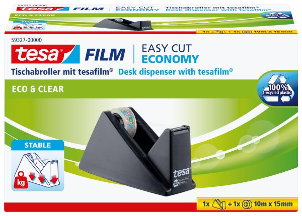 TESA Tischabroller Pack ecoLogo 593270000 schwarz, 1 Rl. eco&clear