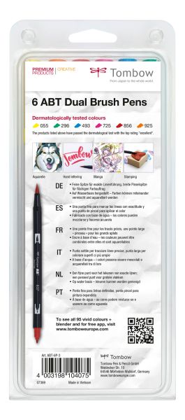 TOMBOW ABT Dual Brush Pen ABT-6P-3 6er Set Dermatologisch