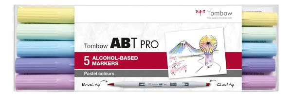 TOMBOW Dual Brush Pen ABT PRO ABTP-5P-2 Pastel Colours Set, 5 Stück