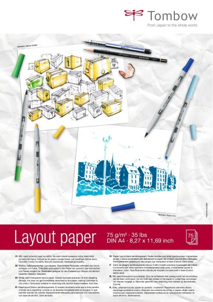 TOMBOW Layoutblock A4 PB-LAYOUT weiss, 75g 75 Blatt