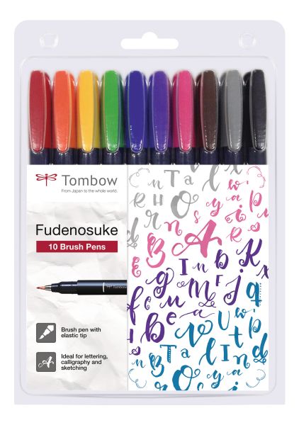 TOMBOW Kalligraphie Set WS-BH-10P Fudenosuke, 10 Farben