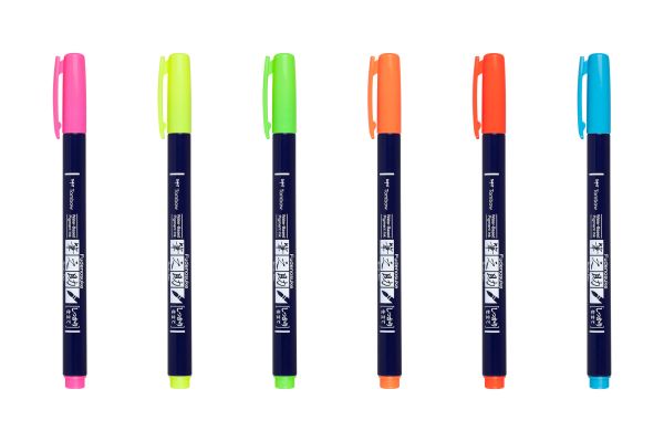 TOMBOW Kalligraphie Set WS-BH-6P Fudenosuke, 6 Farben Neon