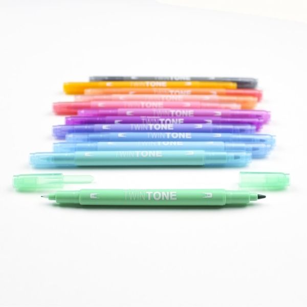 TOMBOW Fasermaler TwinTone Marker WS-PK-12P-2 Pastell F.