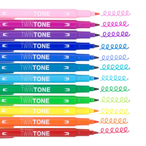 TOMBOW Fasermaler TwinTone Marker WS-PK-12P-3 Rainbow 12-tlg.