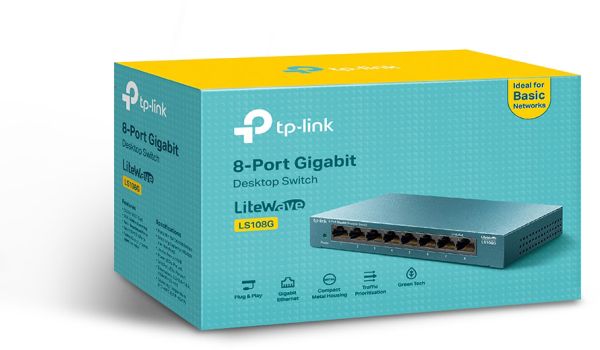 TP-LINK LiteWave 8-Port Switch LS108G 8GB RJ45 Ports, Steel Case