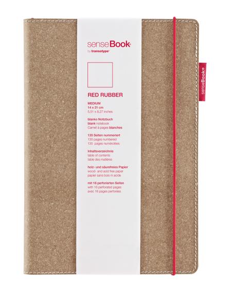 TRANSOTYPE senseBook RED RUBBER A5 75020501 liniert, M, 135 Seiten beige