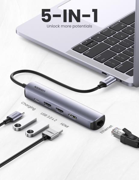 Ugreen usb-c hub 5in1, silver (bb) 10919 hdmi,rj45,2xusb-a,usb-c pd - Ugreen-10919-6957303819195-03.jpg