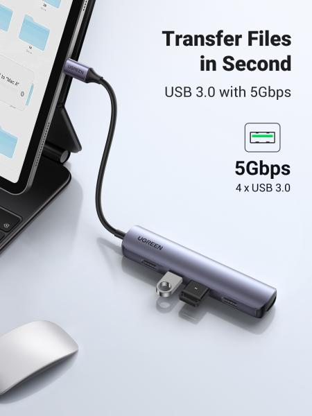 Ugreen usb-c hub 5in1, silver 20197 hdmi,4xusb-a (bb) - Ugreen-20197-6957303821976-05.jpg