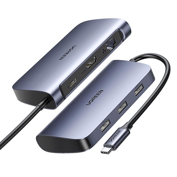 Ugreen usb-c hub 7in1,silv,hdmi (bb) 50852 2xusb a,usb-c pd,rj45,sdtf - Ugreen-50852-6957303858521-03.jpg