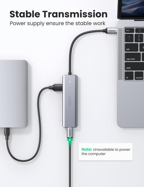 Ugreen usb-c hub 4in1, silver 70336 4xusb-a - Ugreen-70336-6957303873364-03.jpg