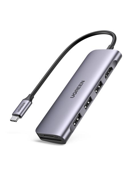 UGREEN USB-C Hub 6in1, Silver 70410 HDMI,3xUSB-A, SD TF