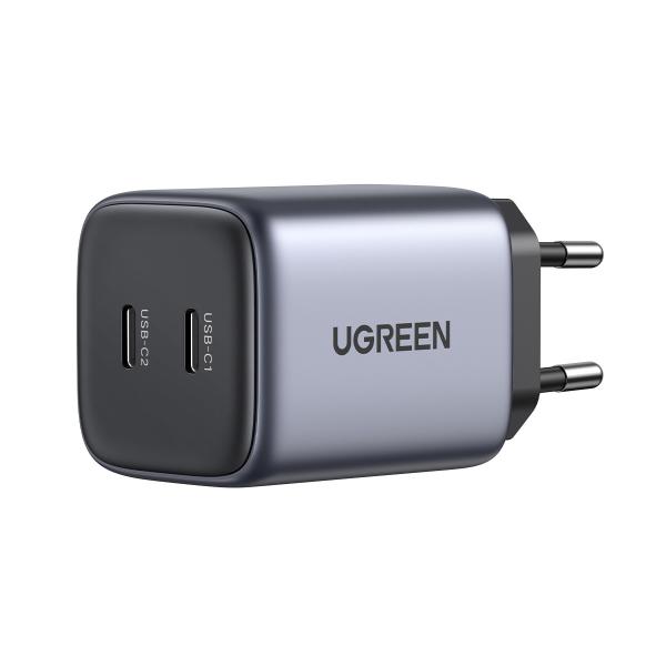 UGREEN USB-C Wallcharger Nexode 90573 Dual,45W,PD GaN, Black