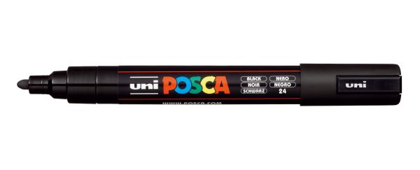 UNI-BALL Posca Marker 1,8-2,5mm PC-5M BLACK schwarz, Rundspitze