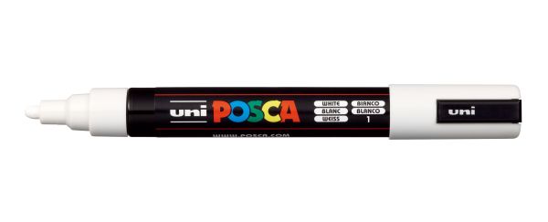 UNI-BALL Posca Marker 1,8-2,5mm PC-5M WHITE weiss, Rundspitze