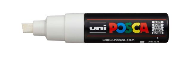 UNI-BALL Posca Marker 8mm PC-8K WHITE weiss, Keilspitze