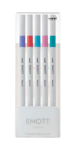 UNI-BALL Fineliner Emott 0.4mm PEM-SY_5C_NO.5 candy pop 5 Stück