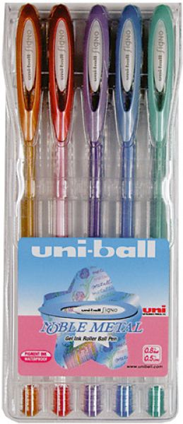 UNI-BALL Signo Noble Metal 0.8mm UM120NM.5C 5 Farben Etui