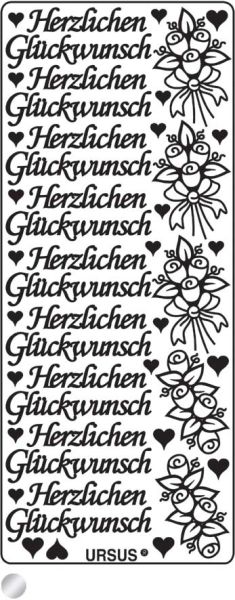 URSUS Kreativ Sticker 59110008 Herzlichen Glückwunsch silber