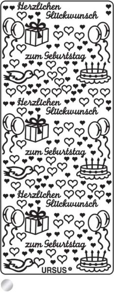 URSUS Kreativ Sticker 59110009 Herzlichen Glückwunsch silber