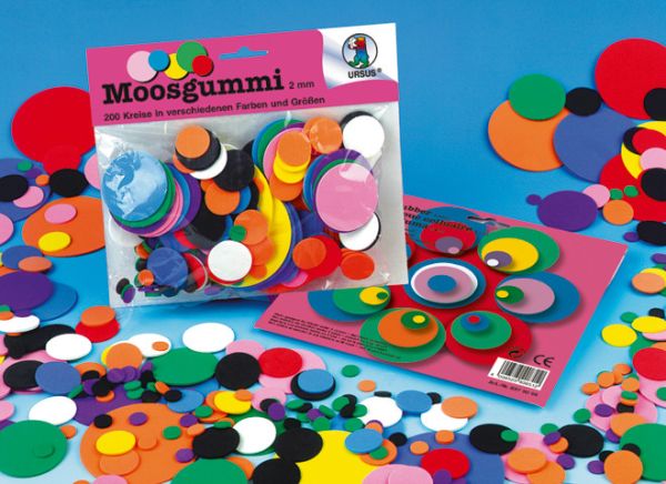 URSUS Moosgummi Kreise 2mm 8370099 versch farben 200 Stück