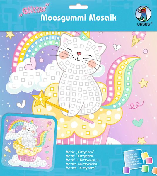 URSUS Moosgummi Mosaik 8420018 Glitter Kittycorn 25x25cm