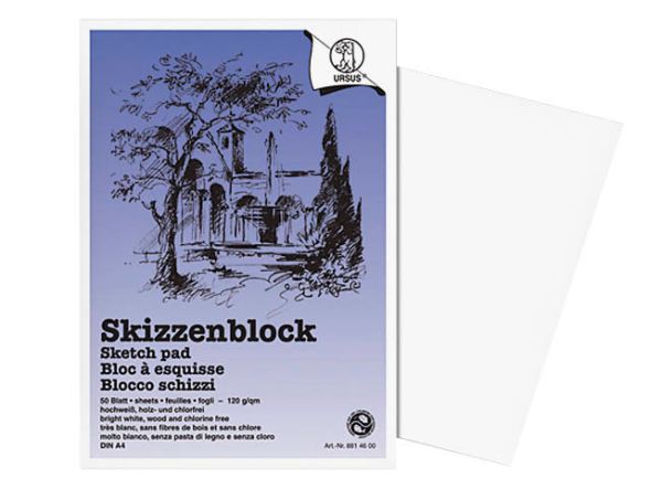 URSUS Skizzenpapier A4 8814600 120g, weiss 50 Blatt