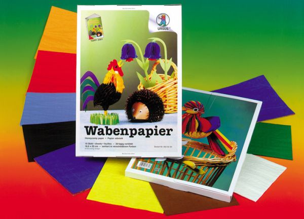 URSUS Wabenpapier 16,5x23cm 9930099 30-lagig, farbig ass. 10 Blatt