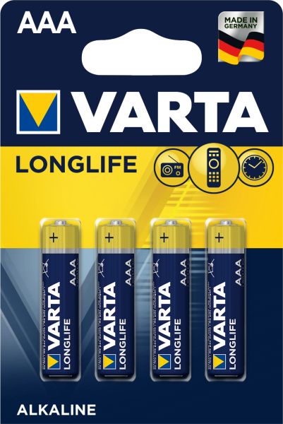 VARTA Batterie 4103101414 Longlife, AAA/LR03, 4 Stück