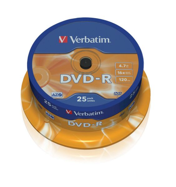 VERBATIM DVD-R Spindle 4.7GB 43522 1-16x 25 Pcs