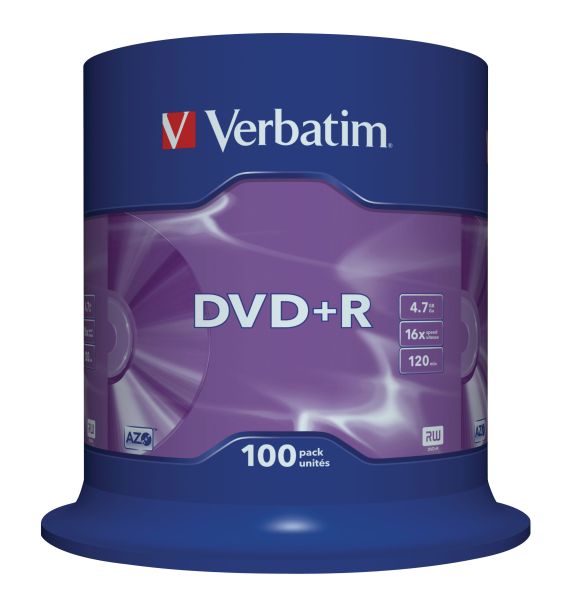 VERBATIM DVD+R Spindle 4.7GB 43551 1-16x 100 Pcs