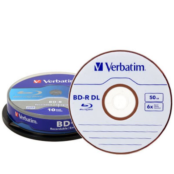 VERBATIM BD-R Spindle whi./blue 50GB 43746 6x DL Scratchgrd+ 10 Pcs