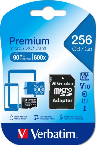 VERBATIM Micro SDXC Card 256GB 44087 with Adapter Class 10. UHS 1