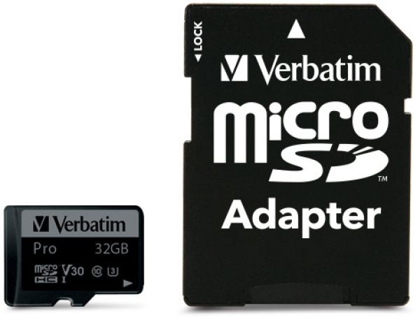 VERBATIM Micro SDHC Pro U3 32GB 47041 Read 90MB/sec. Write 45MB/sec