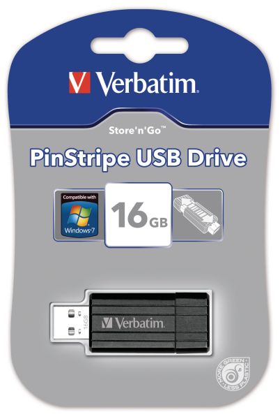 VERBATIM USB-Drive Pin Stripe 16GB 49063 black