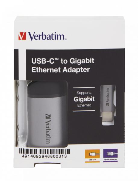 VERBATIM USB-C to GB Ethernet Adapter 49146 10cm CABLE