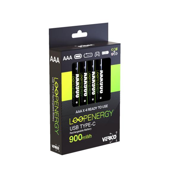 VERICO LoopEnergy Akku USB-C 1UDBT-A3WEB2 AAA/LR03 (600mAh) 4 Stück