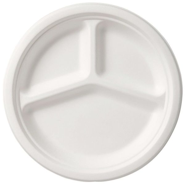 WEBSTAR Menuteller 3-Teilig 26cm 26640 weiss, Bagasse 50 Stück