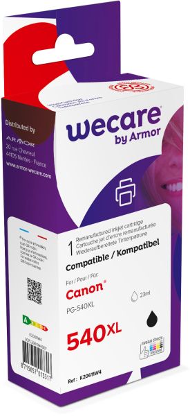 WECARE Tinte XL rebuilt schwarz PG-540XLWE zu Canon PIXMA MG2150 23ml