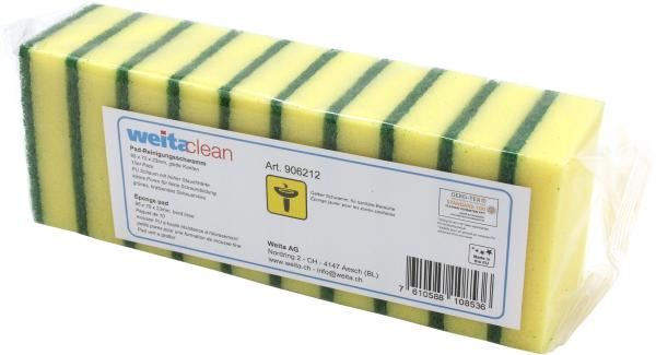 Weitaclean padschwamm 95x70x23mm 5028030 gelb, kraztend 10 stück - Weitaclean-5028030-7610588108536
