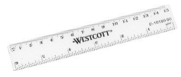 WESTCOTT Kunststofflineal 15cm E-1018000 cm/inch Skala