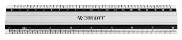 WESTCOTT Aluminium Lineal E-1019000 cm/inch Skala